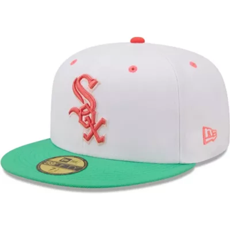 Chicago White Sox MLB White/Green Inaugural Season at Comiskey Park Watermelon Lolli 59FIFTY Fitted Hat