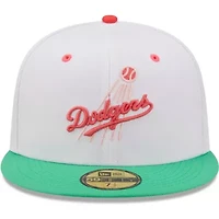 MLB White/Green Los Angeles Dodgers 50th Anniversary Watermelon Lolli 59FIFTY Fitted Hat