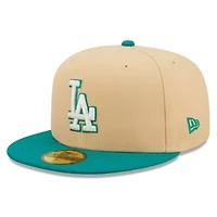 MLB Natural/Teal Los Angeles Dodgers Mango Forest 59FIFTY fitted hat