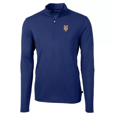 MLB New York Mets Big & Tall Virtue Eco Pique Quarter-Zip Pullover Jacket