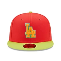 MLB Red/Neon Los Angeles Dodgers 1978 World Series Lava Highlighter Combo 59FIFTY Fitted Hat