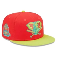 Oakland Athletics MLB Red/Neon 40th Anniversary Lava Highlighter Combo 59FIFTY Fitted Hat