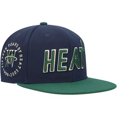 NBA Navy/Green Miami Heat 15th Anniversary Hardwood Classics Grassland Fitted Hat