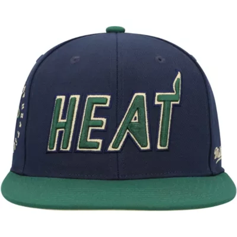 NBA Navy/Green Miami Heat 15th Anniversary Hardwood Classics Grassland Fitted Hat