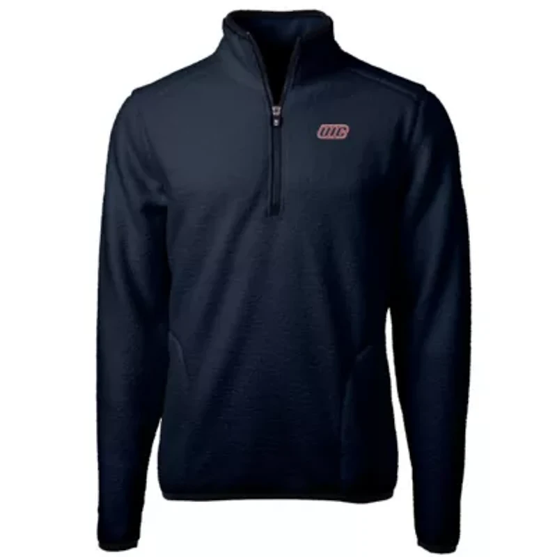 NCAA UIC Flames Team Logo Cascade Eco Sherpa Fleece Quarter-Zip Pullover Jacket