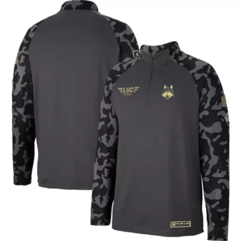 NCAA Loyola Chicago Ramblers OHT Military Appreciation Long Range Raglan Quarter-Zip Jacket