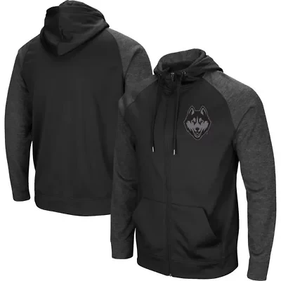 Connecticut Huskies NCAA UConn Blackout 3.0 Tonal Raglan Full-Zip Hoodie