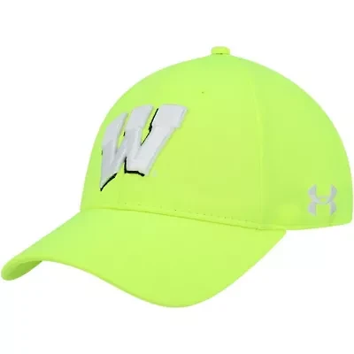 NCAA Under Armour Neon Wisconsin Badgers Signal Caller Performance Adjustable Hat