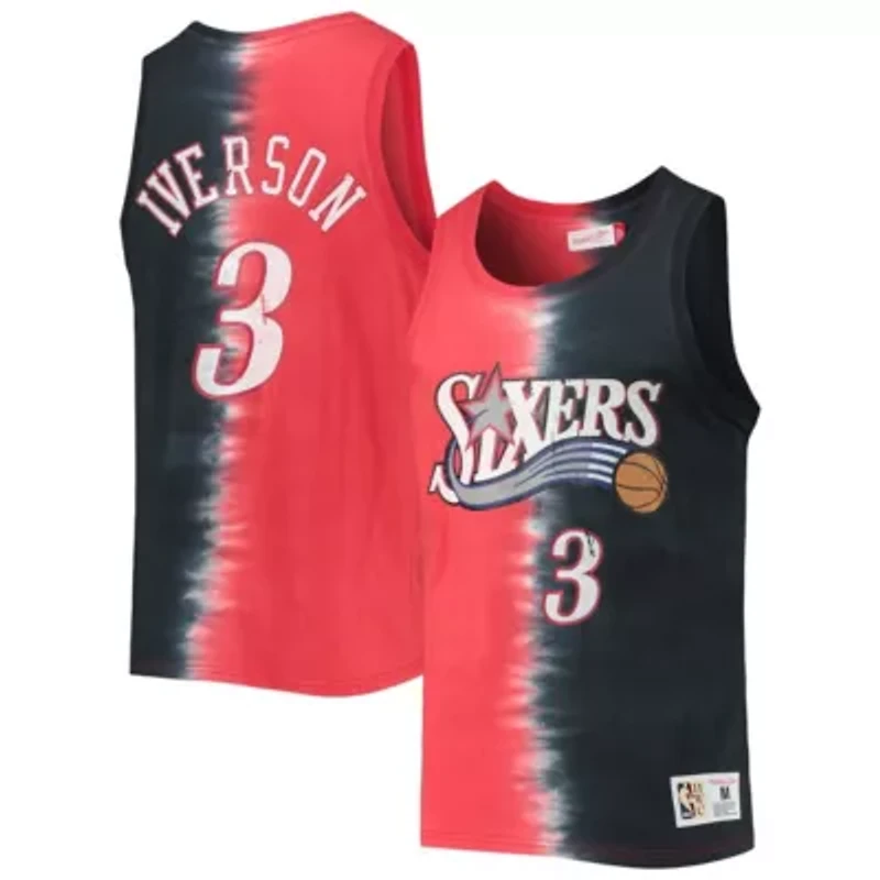 NBA Allen Iverson Philadelphia 76ers Hardwood Classics Tie-Dye Name & Number Tank Top