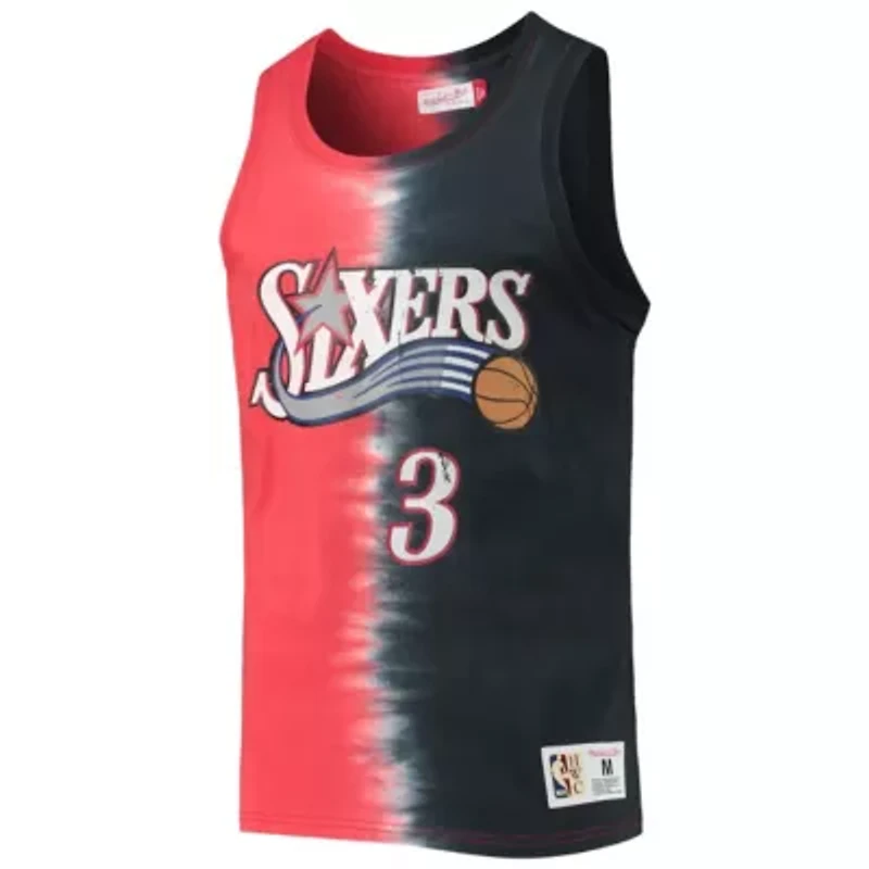 NBA Allen Iverson Philadelphia 76ers Hardwood Classics Tie-Dye Name & Number Tank Top