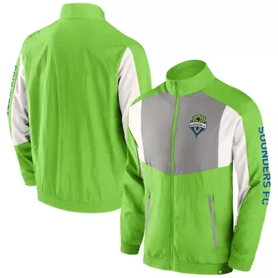 MLS Fanatics Rave Seattle Sounders FC Net Goal Raglan Full-Zip Track Jacket