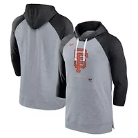 MLB Nike Gray/ San Francisco Giants Baseball Raglan 3/4-Sleeve Pullover Hoodie