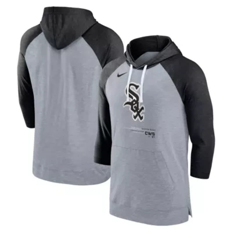 Chicago White Sox MLB Nike Gray/ Baseball Raglan 3/4-Sleeve Pullover Hoodie