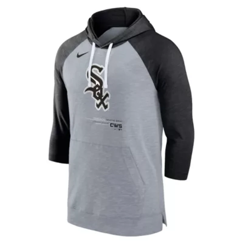 Chicago White Sox MLB Nike Gray/ Baseball Raglan 3/4-Sleeve Pullover Hoodie