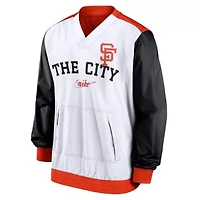 MLB Nike White/Orange San Francisco Giants Rewind Warmup V-Neck Pullover Jacket