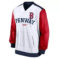 Boston Red Sox MLB Nike White/Navy Rewind Warmup V-Neck Pullover Jacket