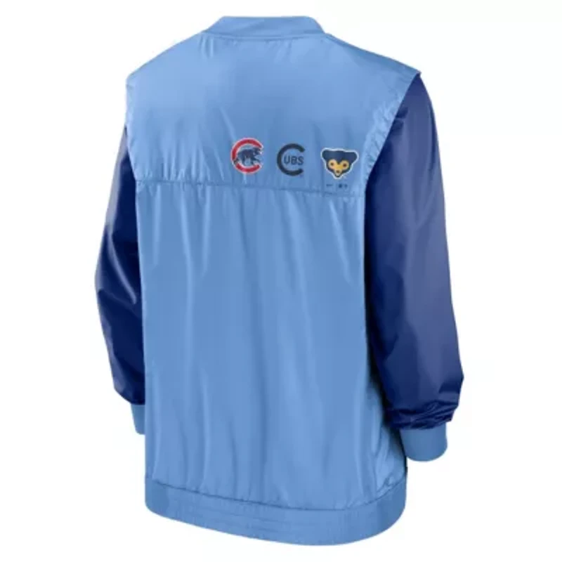 MLB Nike White/Light Chicago Cubs Rewind Warmup V-Neck Pullover Jacket
