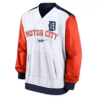 MLB Nike White/Navy Detroit Tigers Rewind Warmup V-Neck Pullover Jacket
