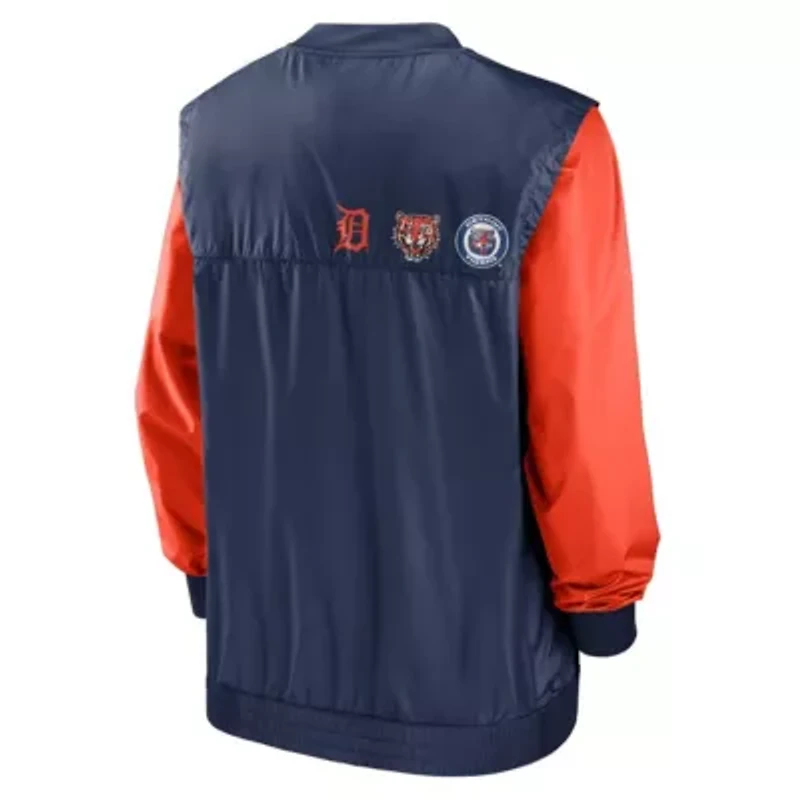 MLB Nike White/Navy Detroit Tigers Rewind Warmup V-Neck Pullover Jacket