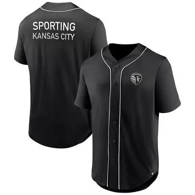 MLS Fanatics Sporting Kansas City Third Period Fashion Baseball Button-Up Jersey