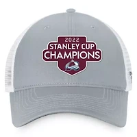 NHL Fanatics Gray/White Colorado Avalanche 2022 Stanley Cup s Locker Room Trucker Adjustable Hat