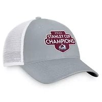NHL Fanatics Gray/White Colorado Avalanche 2022 Stanley Cup s Locker Room Trucker Adjustable Hat
