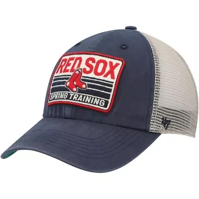 Boston Red Sox MLB Navy/Tan Boston Sox Four Stroke Clean Up Trucker Snapback Hat