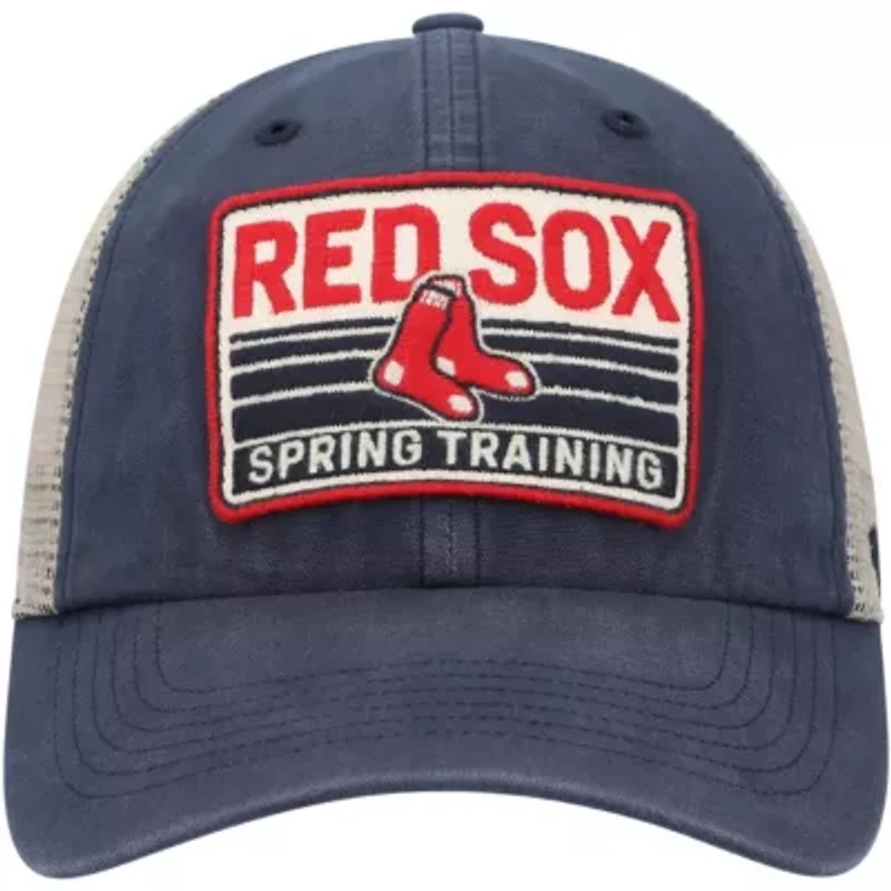 Boston Red Sox MLB Navy/Tan Boston Sox Four Stroke Clean Up Trucker Snapback Hat