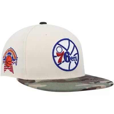 NBA Cream/Camo Philadelphia 76ers Hardwood Classics 1976 All-Star Game Off Fitted Hat