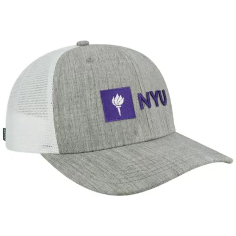 NCAA Heather Gray/White NYU Violets The Champ Trucker Snapback Hat
