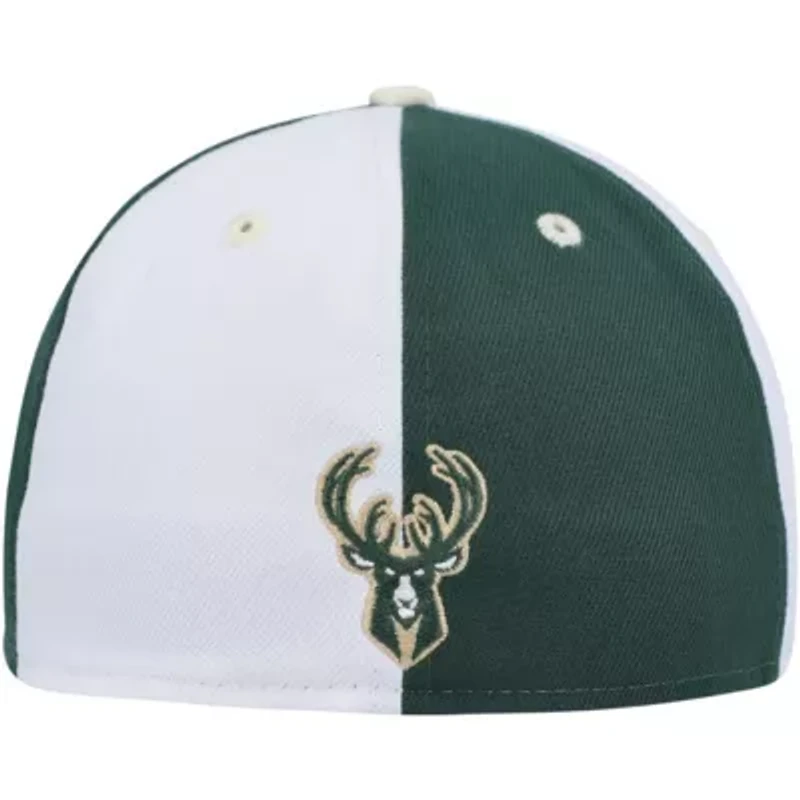 NBA Hunter Green/White Milwaukee Bucks Script Pinwheel 59FIFTY Fitted Hat