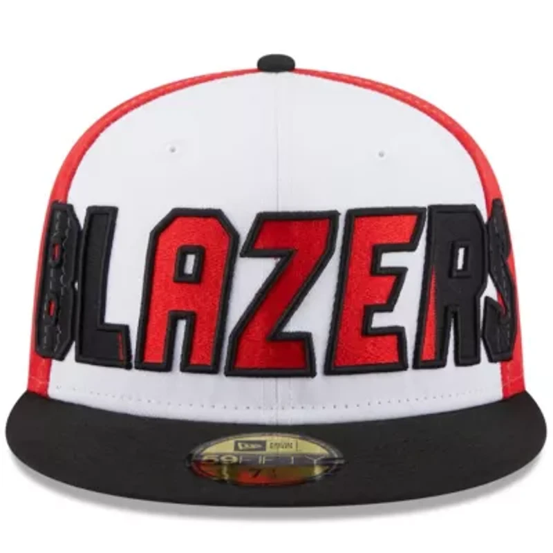 NBA White/Black Portland Trail Blazers Back Half 59FIFTY Fitted Hat