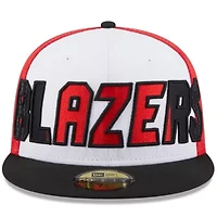 NBA White/Black Portland Trail Blazers Back Half 59FIFTY Fitted Hat