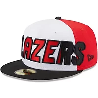 NBA White/Black Portland Trail Blazers Back Half 59FIFTY Fitted Hat