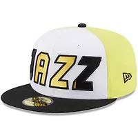 NBA White/Black Utah Jazz Back Half 59FIFTY Fitted Hat