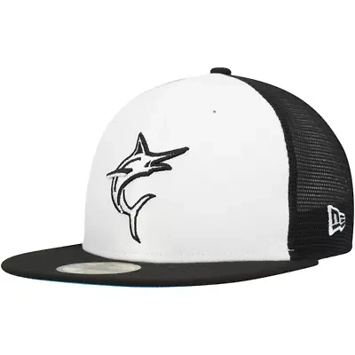 MLB White/Black Miami Marlins 2023 On-Field Batting Practice 59FIFTY Fitted Hat