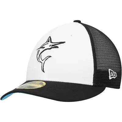 MLB Black/White Miami Marlins 2023 On-Field Batting Practice Low 59FIFTY Fitted Hat