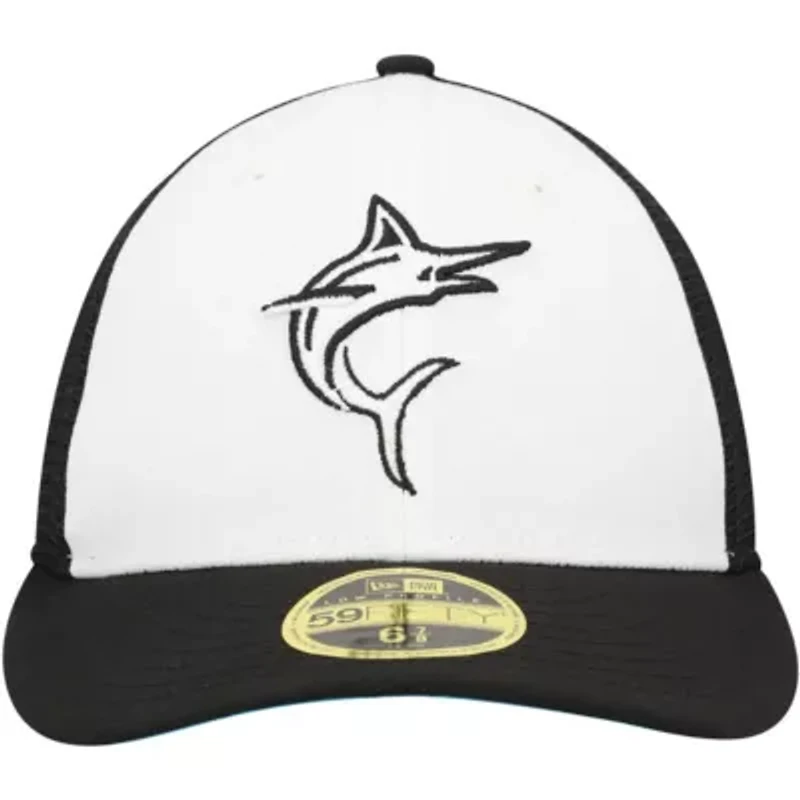 MLB Black/White Miami Marlins 2023 On-Field Batting Practice Low 59FIFTY Fitted Hat