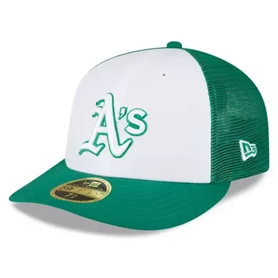 Oakland Athletics MLB White/Green 2023 On-Field Batting Practice Low 59FIFTY Fitted Hat