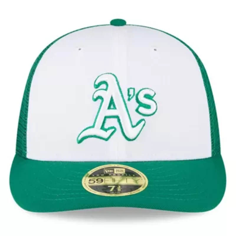 Oakland Athletics MLB White/Green 2023 On-Field Batting Practice Low 59FIFTY Fitted Hat