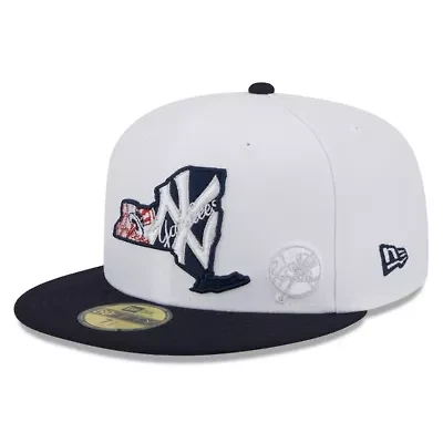 MLB White/Navy New York Yankees State 59FIFTY Fitted Hat