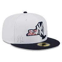 MLB White/Navy New York Yankees State 59FIFTY Fitted Hat