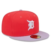 MLB Red/Lavender Detroit Tigers Spring Color Two-Tone 59FIFTY Fitted Hat