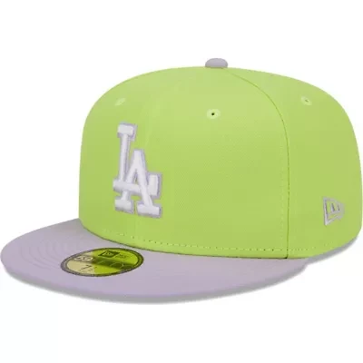 MLB Neon Green/Lavender Los Angeles Dodgers Spring Color Two-Tone 59FIFTY Fitted Hat