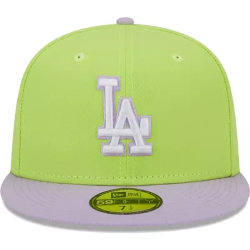 MLB Neon Green/Lavender Los Angeles Dodgers Spring Color Two-Tone 59FIFTY Fitted Hat