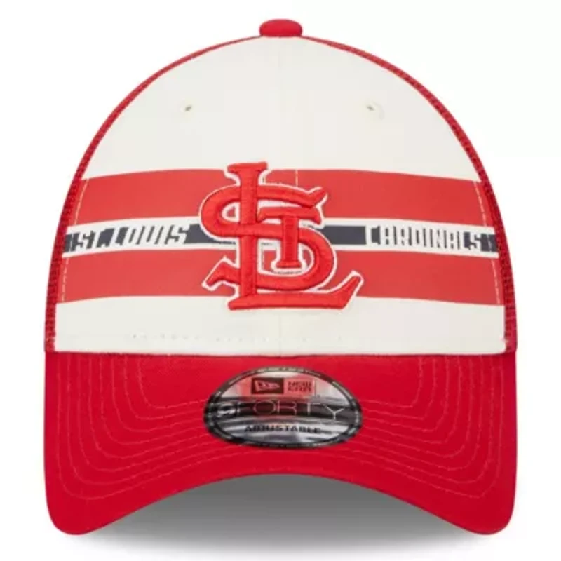 MLB White/Red St. Louis Cardinals Team Stripe Trucker 9FORTY Snapback Hat