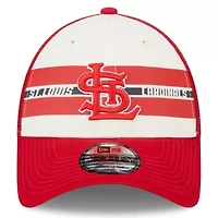 MLB White/Red St. Louis Cardinals Team Stripe Trucker 9FORTY Snapback Hat