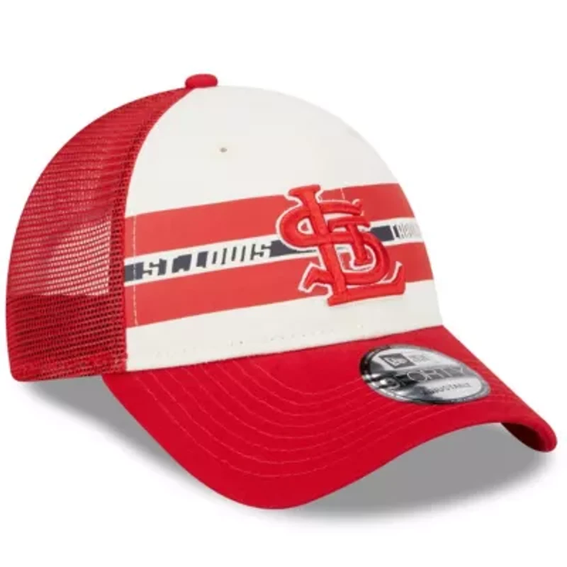 MLB White/Red St. Louis Cardinals Team Stripe Trucker 9FORTY Snapback Hat