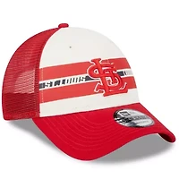 MLB White/Red St. Louis Cardinals Team Stripe Trucker 9FORTY Snapback Hat