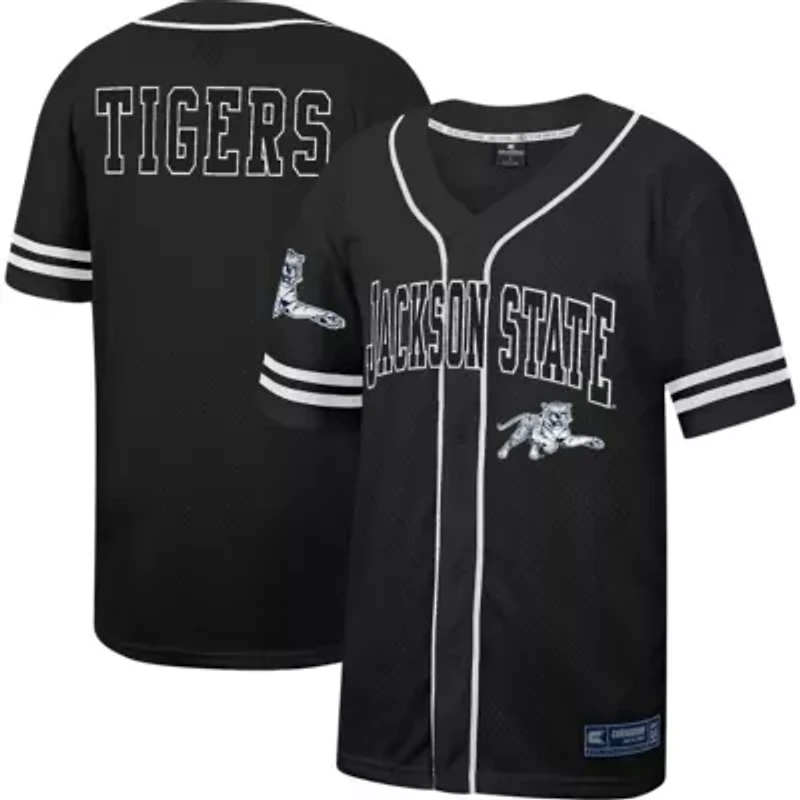 NCAA Jackson State Tigers Free Spirited Mesh Button-Up Baseball Jersey